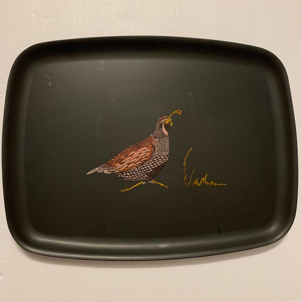 Couroc Vintage MCM Quail Rectangle Serving Platter HTF